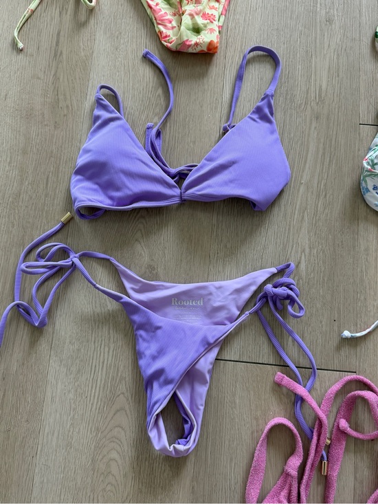 Other - Rooted swim purple lilac rubber cheeky triangle bikini set